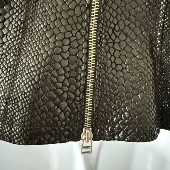 Bebe Black Leather Snakeskin Moto Jacket size XS NWOT - Picture 6 of 15